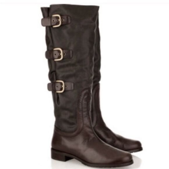Stuart Weitzman Brown Ludlow Buckled Riding Boot 9.5 - Picture 1 of 10